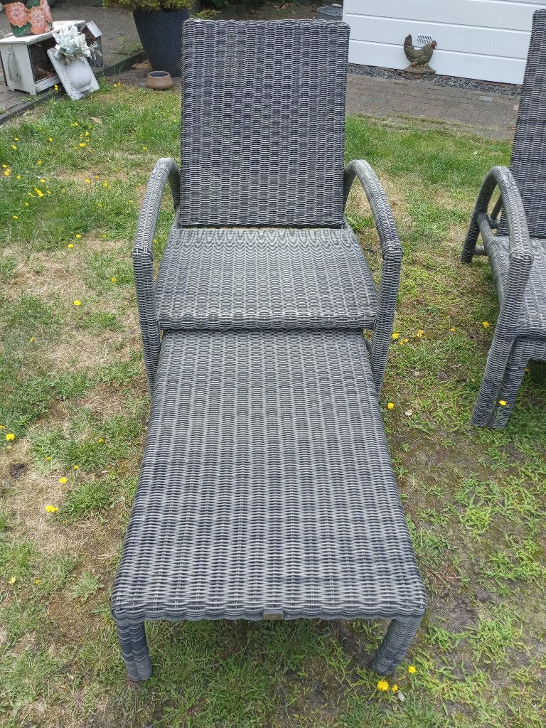 2 LIGBEDDEN "WICKER", Tuin en Terras, Ligbedden, Zo goed als nieuw, Wicker, Verstelbaar, Ophalen