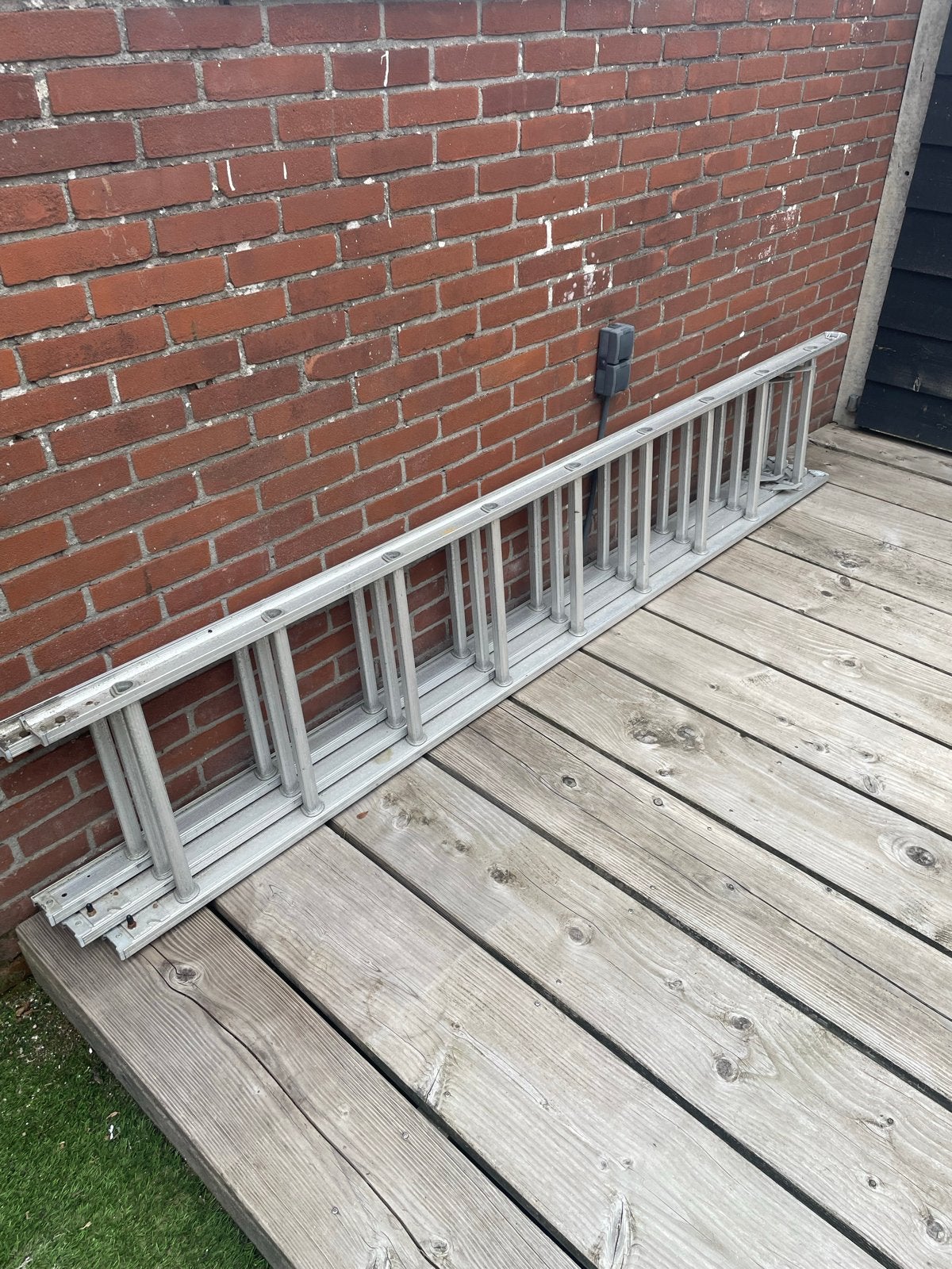 Lichte aluminium ladder, 3 delen, 2.45m per deel, Ophalen, Gebruikt, Ladder, Opvouwbaar of Inschuifbaar