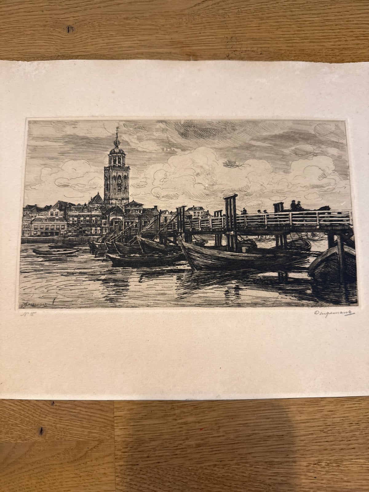 Ets van Deventer door Waalko Jans Dingemans, Antiek en Kunst, Kunst | Etsen en Gravures, Ets, Gesigneerd, Stadsgezicht, 1900 - 1949