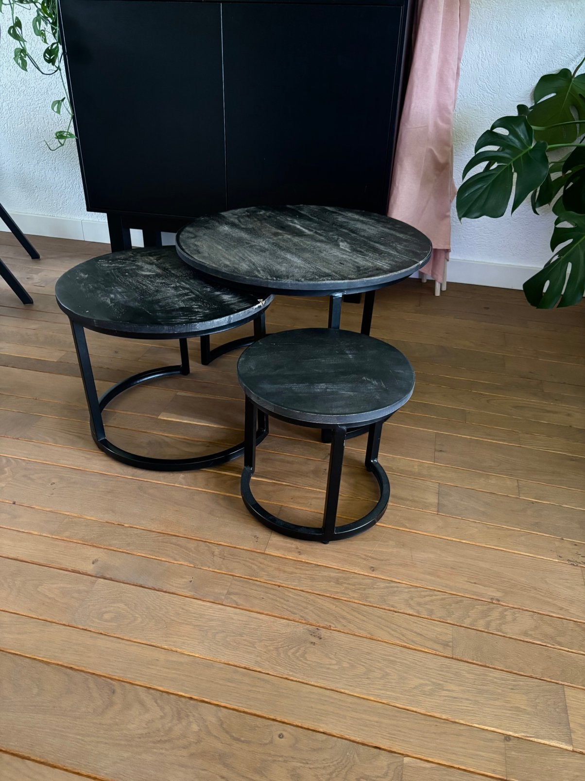 Set van 3 salon tafeltjes, Ophalen, Gebruikt, Rond, 50 tot 100 cm