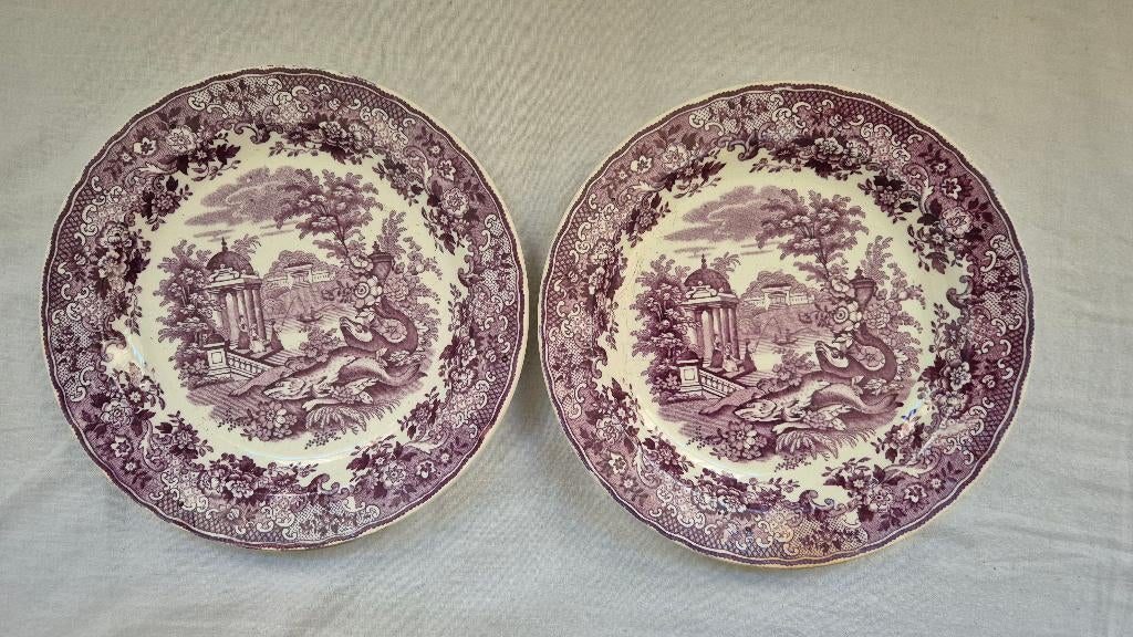 2x Fishing paars Petrus Regout, Antiek en Kunst, Ophalen of Verzenden