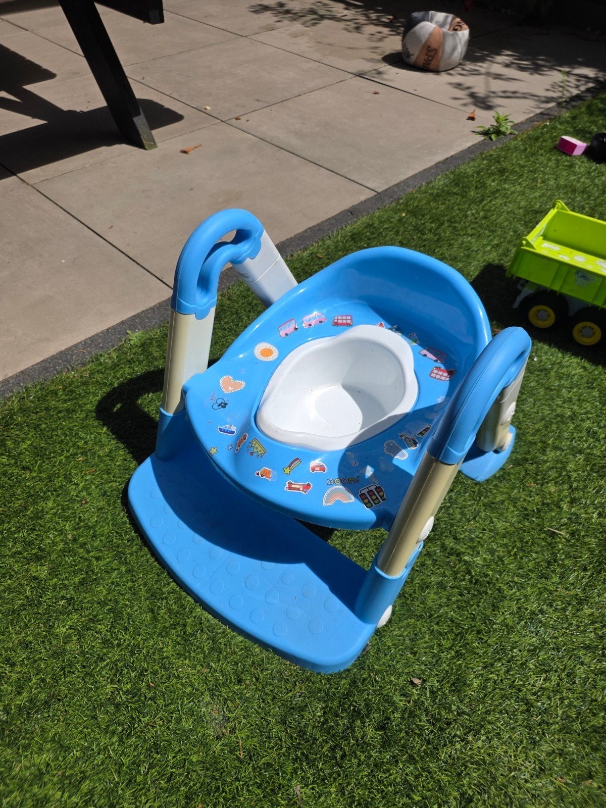 Blauwe kinder wc-trainer met trapje, Ophalen, Gebruikt