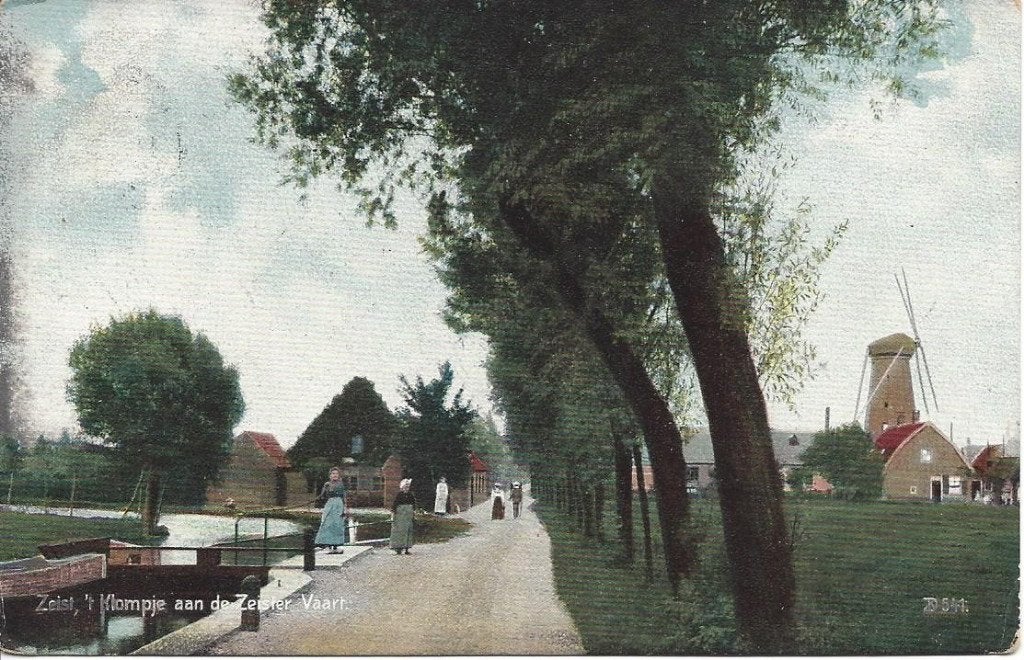 Zeist (Utr.) 't Klompje aan Zeister Vaart, Molen, gel. 1908, Ophalen of Verzenden, Voor 1920, Gelopen, Utrecht