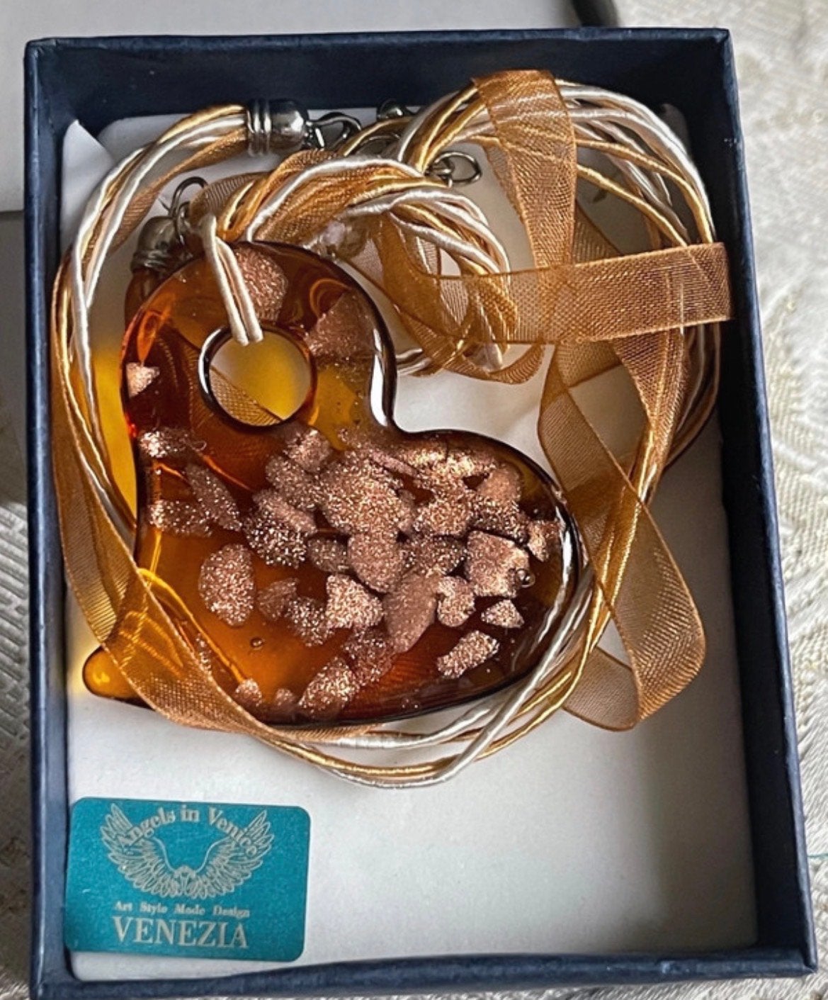 Murano Harthanger "Angels in Venice" - Nieuwstaat, Sieraden, Tassen en Uiterlijk, Bruin, Ophalen of Verzenden, Zo goed als nieuw