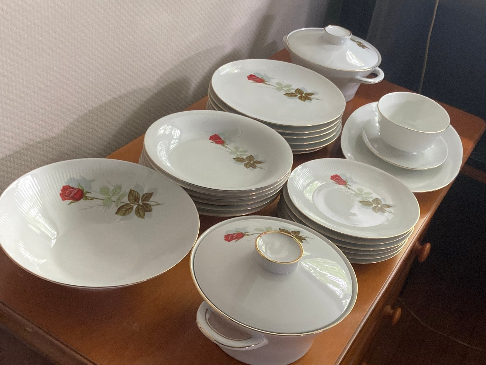 Bavaria Mitterteich Rouge 06 Servies met Roosdecor, Ophalen