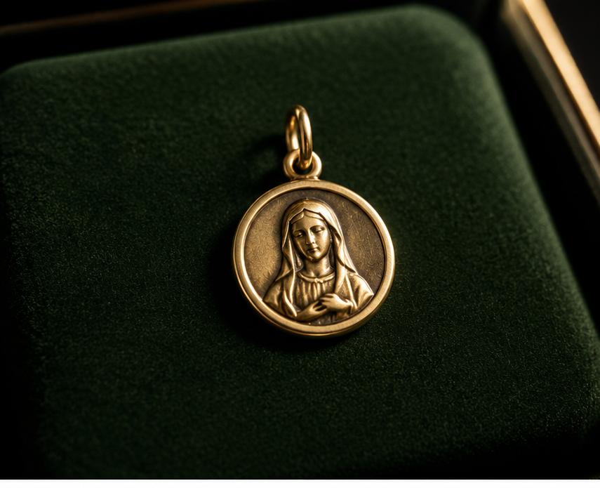 8 Karaat Gouden Maria Hanger 2,34 Gram 333. Vintage  Bedel, Ophalen of Verzenden, Zo goed als nieuw, Goud