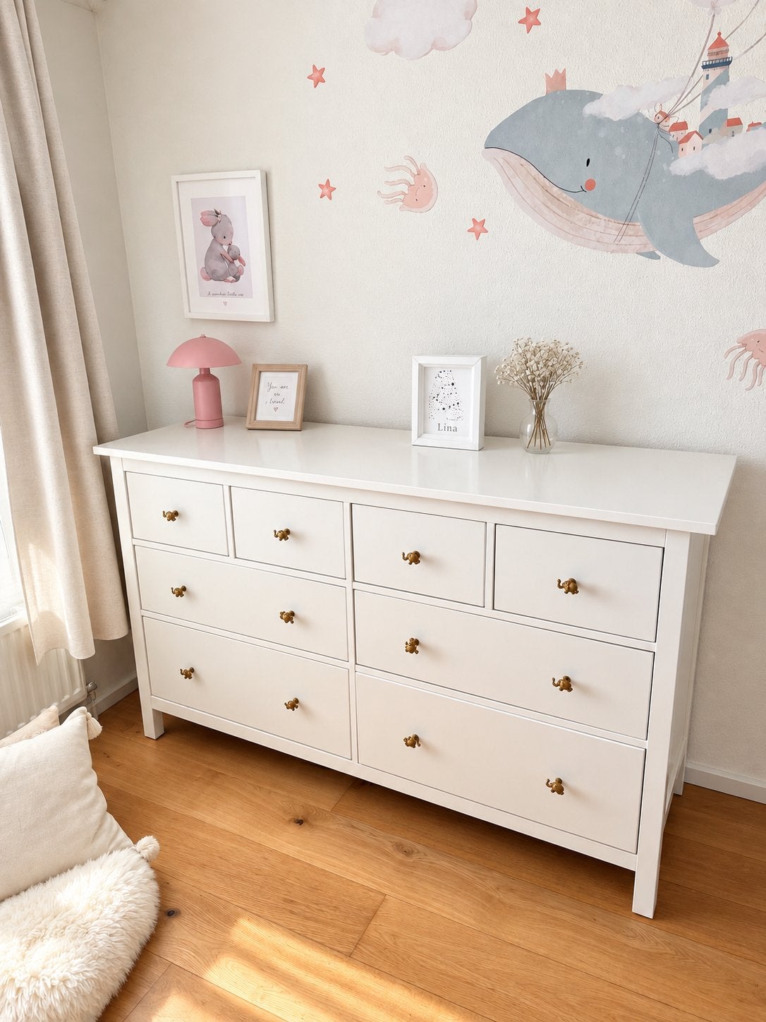 IKEA Hemnes ladekast met olifantknoppen, Kinderen en Baby's, Ophalen, Gebruikt, Kast, 50 tot 70 cm