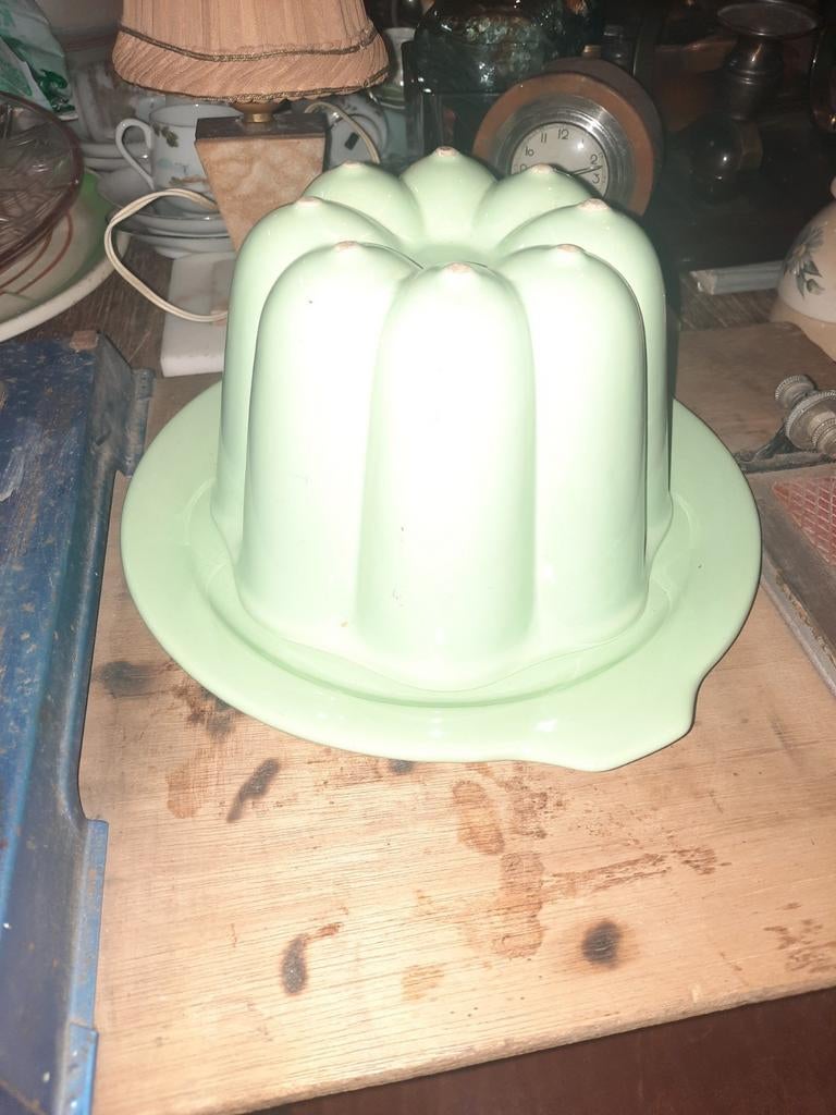 Vintage puddingvorm met schaal - pastelgroen regina gouda, Ophalen of Verzenden