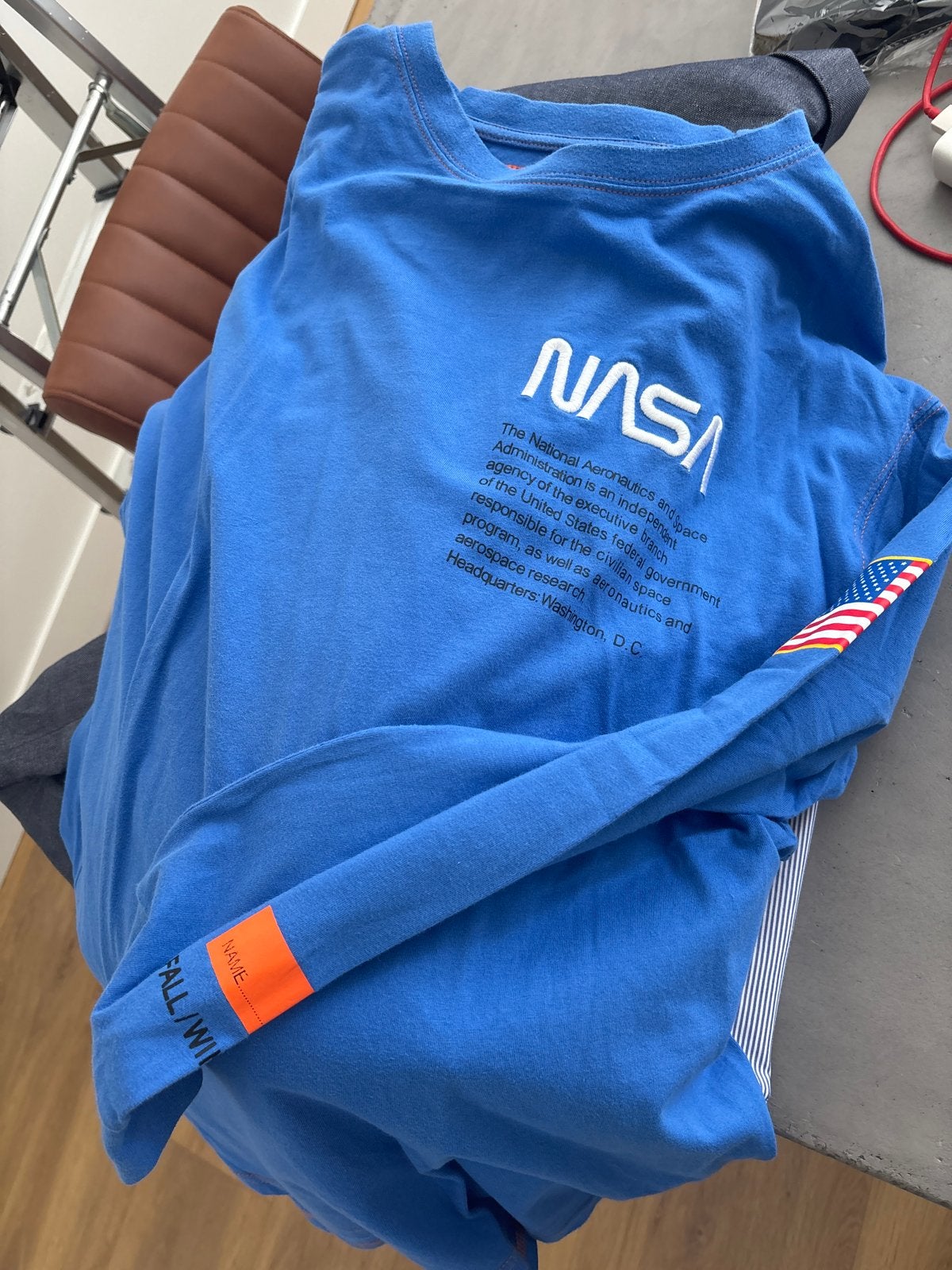 Heron Preston NASA T-Shirt Maat L Blauw, Ophalen of Verzenden, Gedragen, Maat 52/54 (L), Blauw