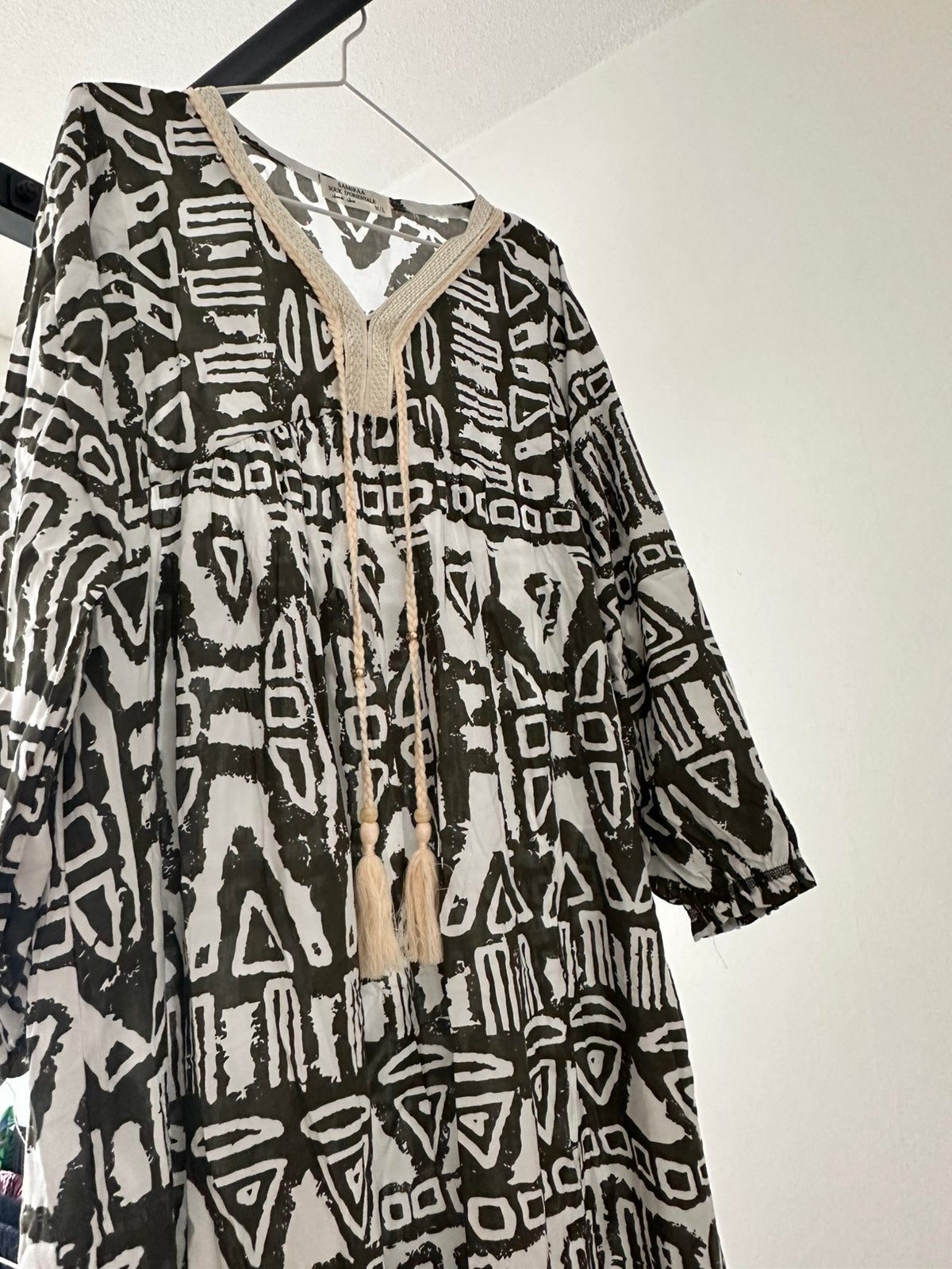 Boho maxi jurk abaya, Maat 38/40 (M), Wit, Nieuw, Ophalen of Verzenden