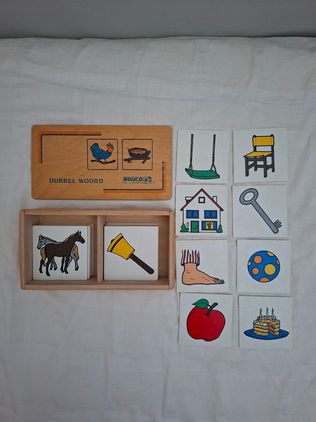 Educabo Dubbel Woord Spel - Educatief Houten Speelgoed, Ophalen of Verzenden, Gebruikt, Taal en Lezen