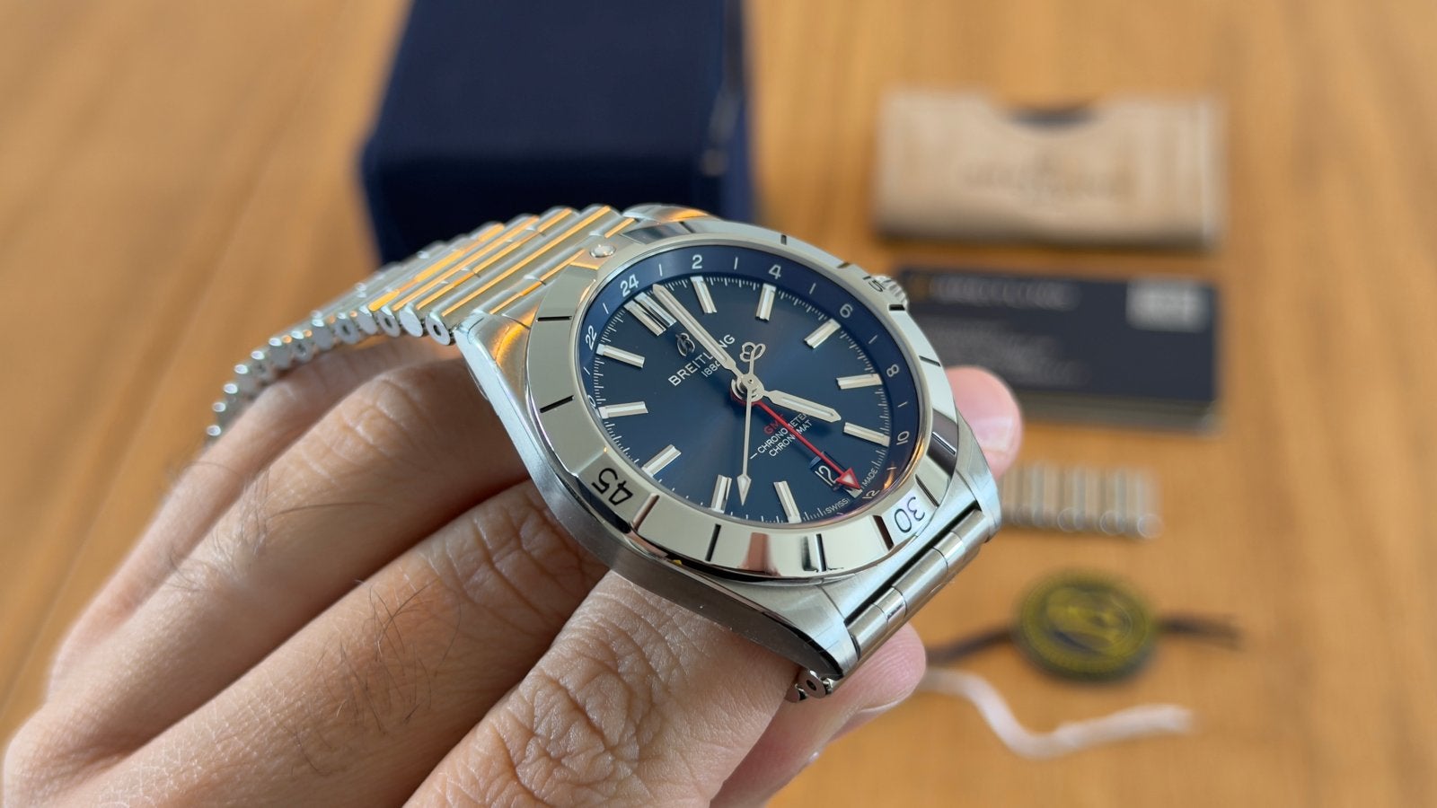 Breitling Chronomat Automatic GMT 40 - Zo goed als nieuw, Sieraden, Tassen en Uiterlijk, Staal, Breitling, Polshorloge, Ophalen of Verzenden
