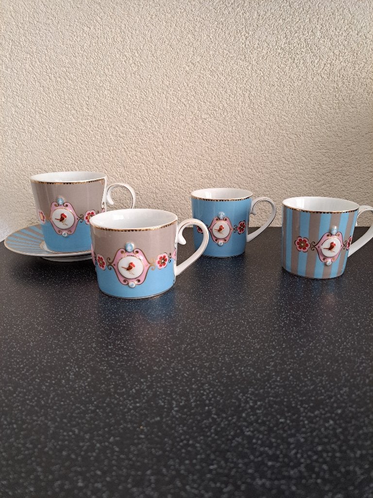 Pipstudio mok en mokjes love birds, Huis en Inrichting, Ophalen, Pip Studio, Zo goed als nieuw, Overige stijlen