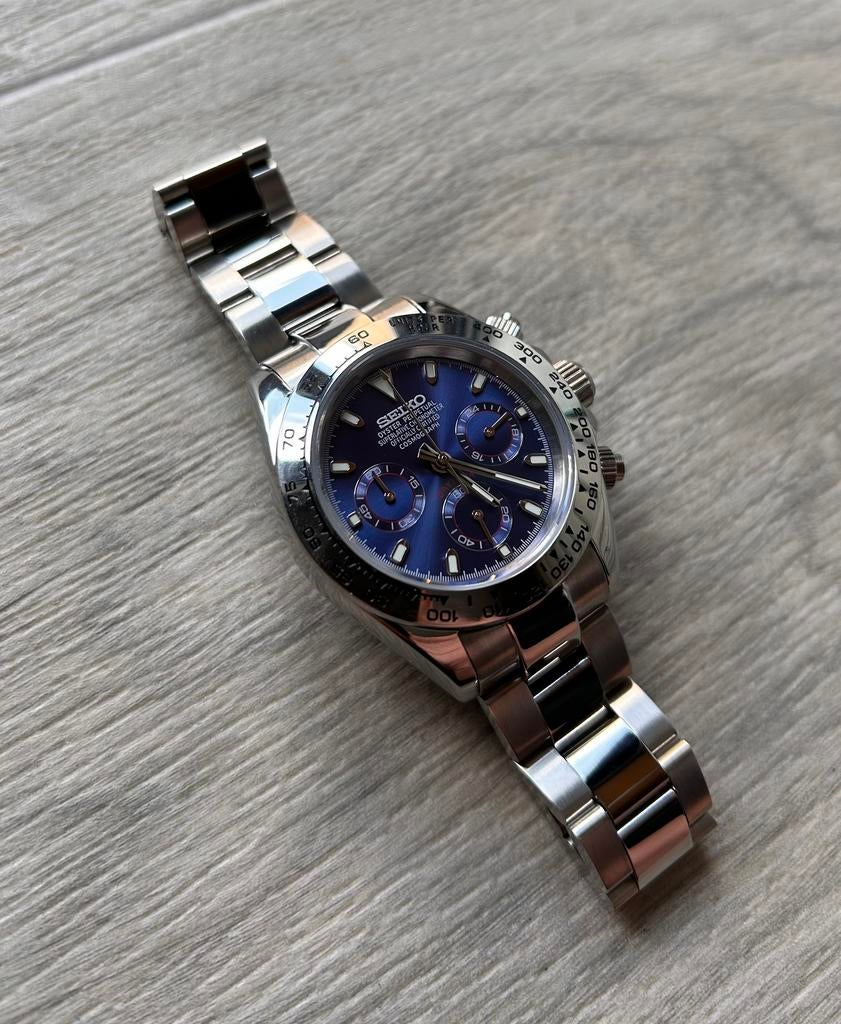 Seiko Blue Chronograph | 40 MM, Sieraden, Tassen en Uiterlijk, Horloges | Dames, Ophalen of Verzenden, Zo goed als nieuw, Staal