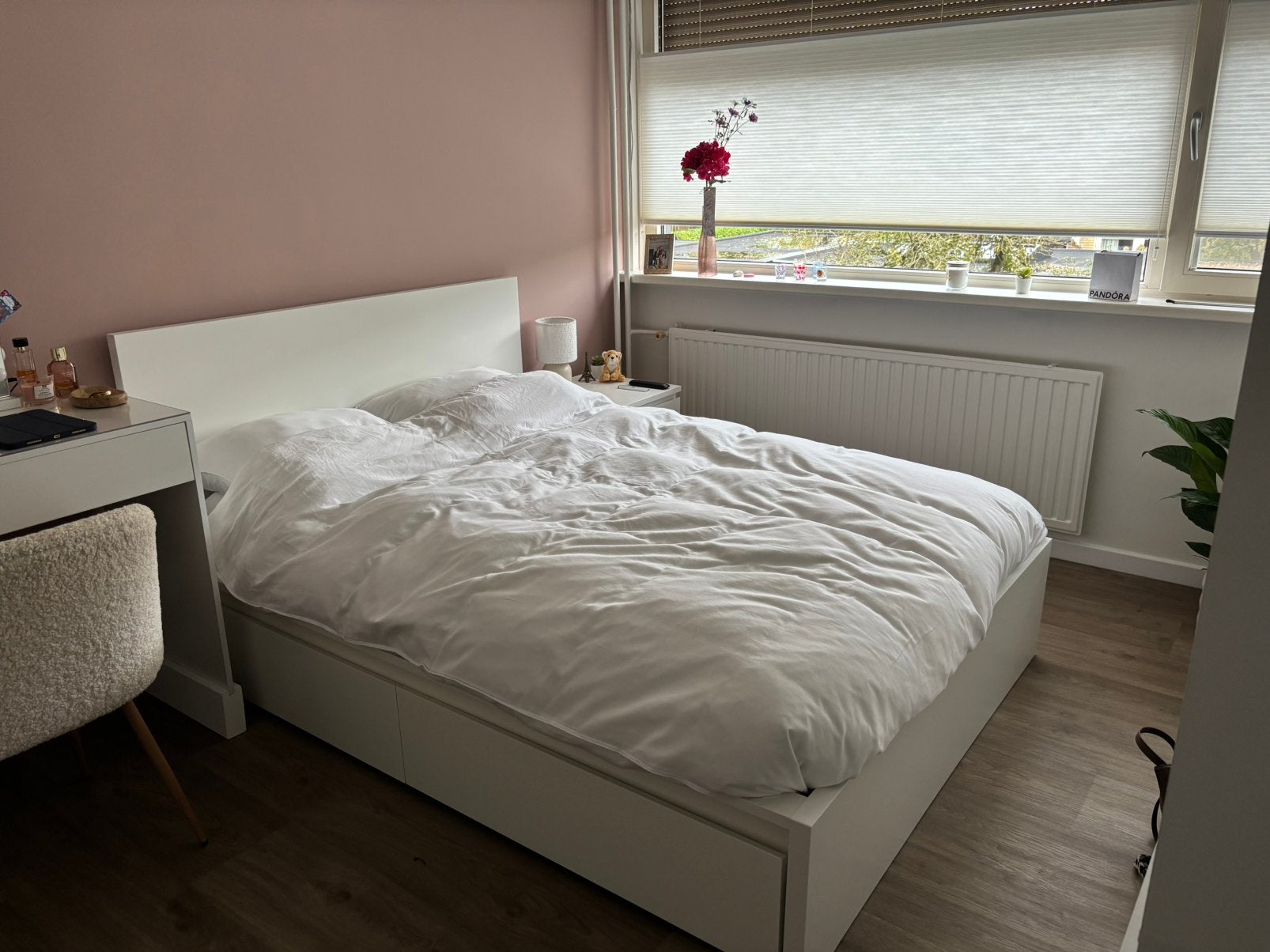 IKEAMALM bed140x200 lades, verstelbare lattenbodem en matras, Ophalen, Verstelbaar, Wit, Tweepersoons