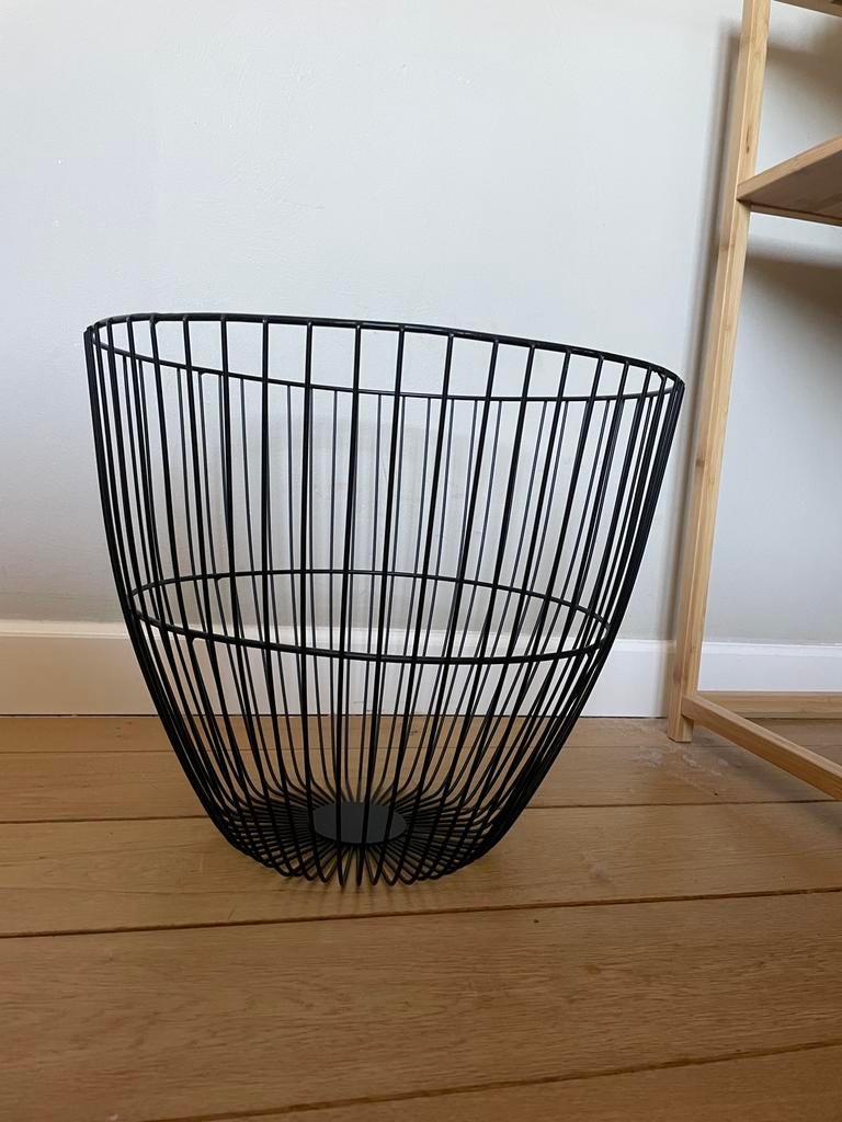 H&M HOME Zwarte Draadmand Opbergmand - IJzer, Overige materialen, Gebruikt, Mand, Rond