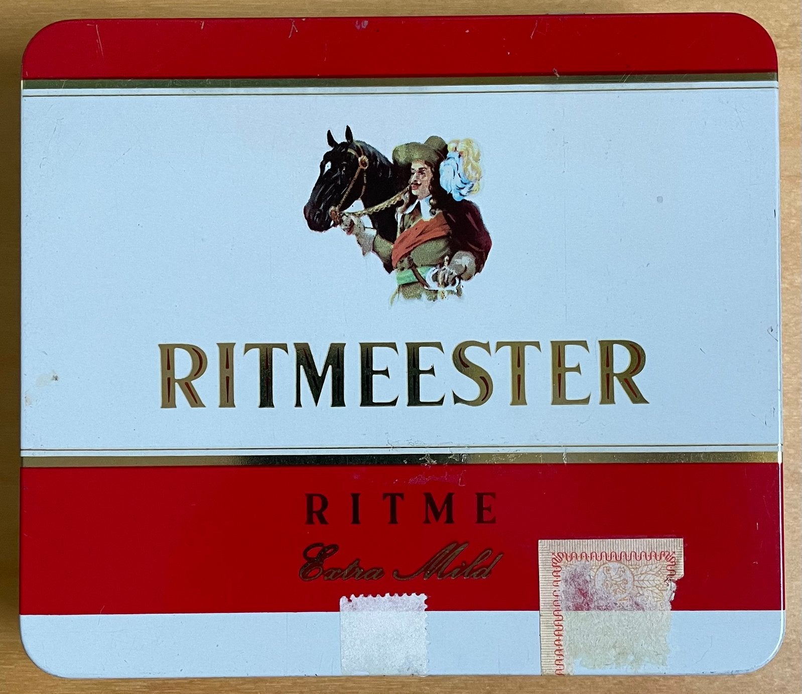 Sigarenblikje Ritmeester Ritme Extra Mild (leeg), Ophalen of Verzenden, Gebruikt, Tabaksdoos of Verpakking
