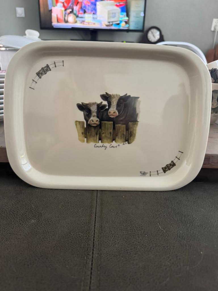 Country cow dienblad jet ter steeg, Huis en Inrichting, Ophalen of Verzenden, Zo goed als nieuw, Rechthoekig