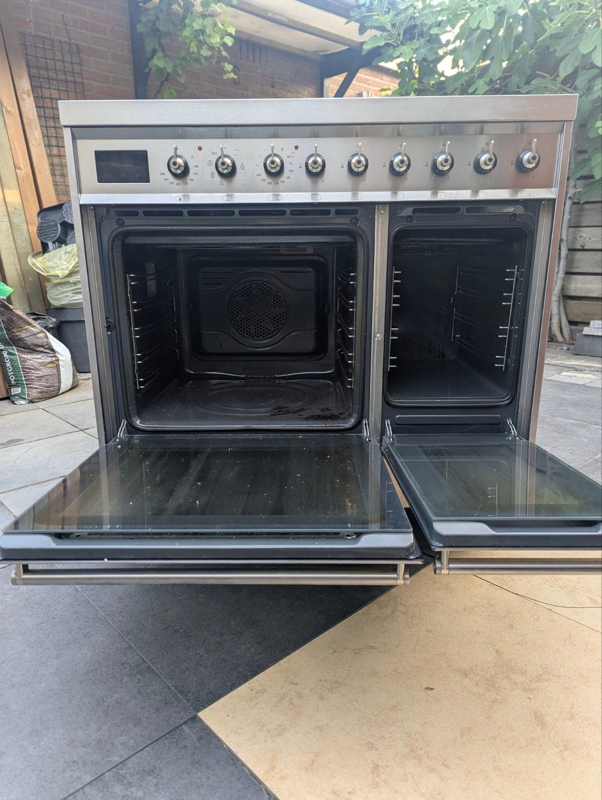 Smeg gasfornuis met dubbele oven - RVS, Witgoed en Apparatuur, Fornuizen, Ophalen, Gebruikt, Hete lucht, 60 cm of meer