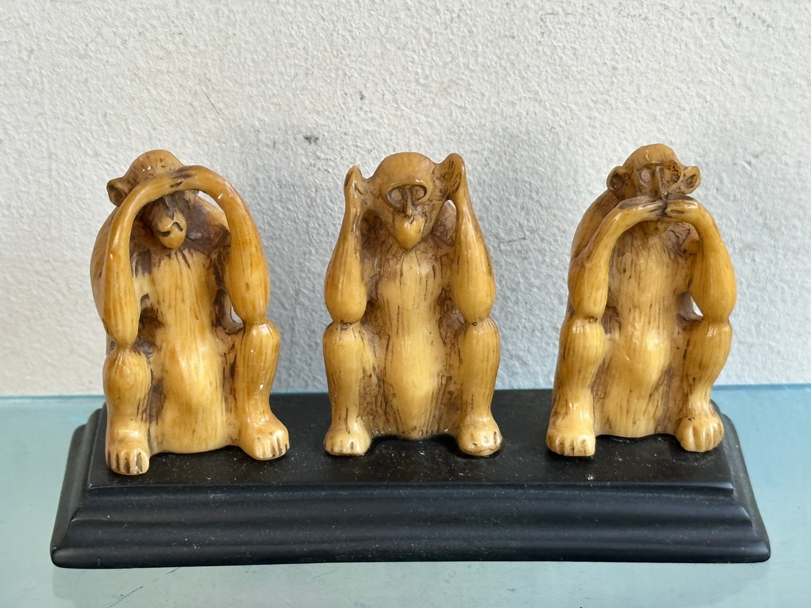 Oud chinees resin Apen beeldje 10/6.5 cm H, Ophalen of Verzenden, Gebruikt