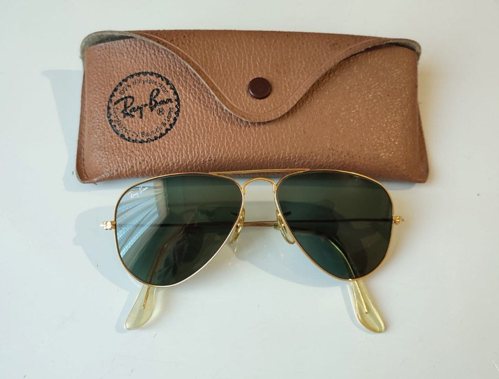 Vintage B&L piloten zonnebril Ray-Ban Aviator 52mm A30, Ray-Ban USA, Gebruikt, Zonnebril, Ophalen of Verzenden