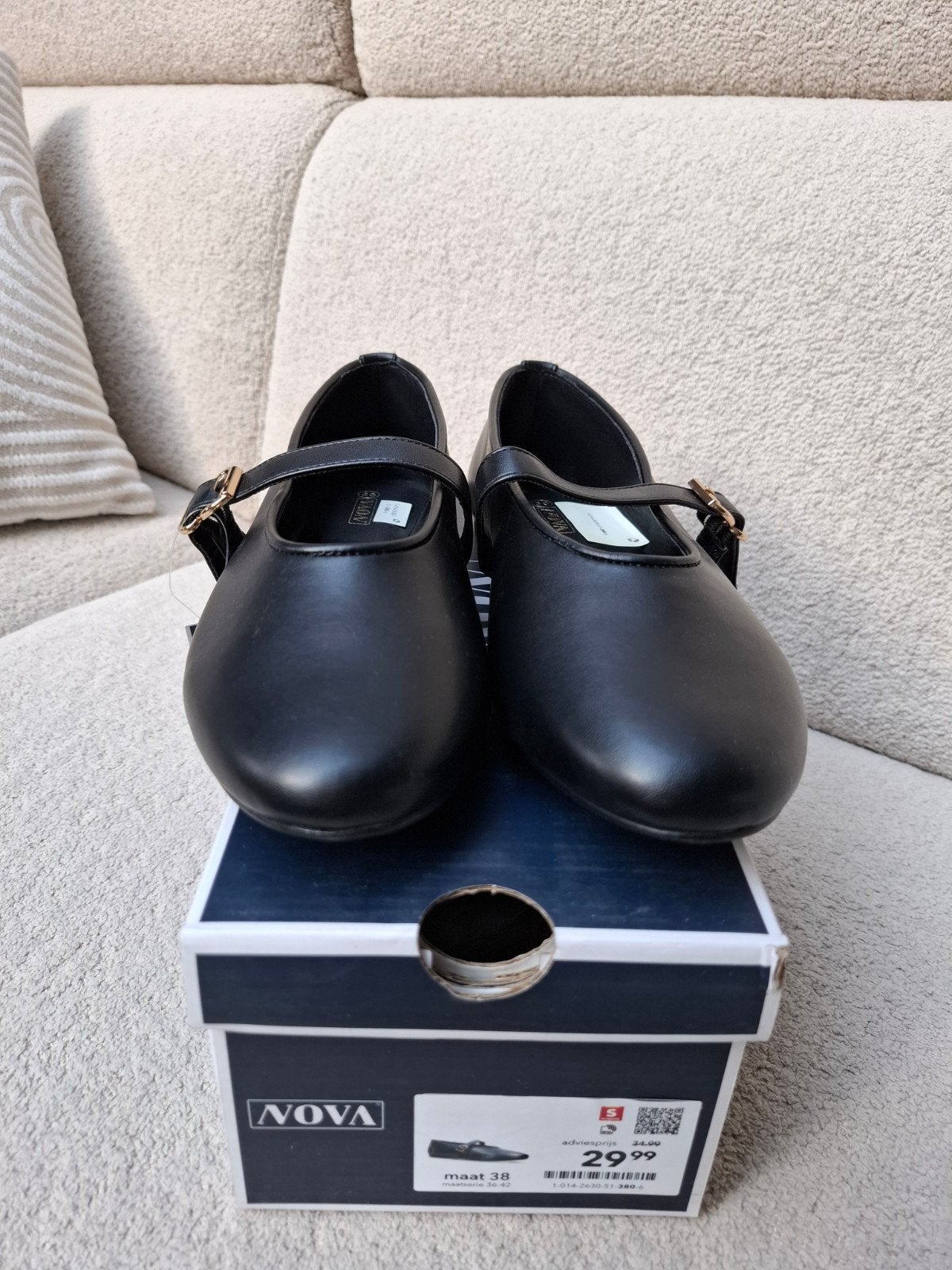 Nieuwe zwarte ballerina's met riempje - maat 38, Kleding | Dames, Schoenen, NOVA, Zwart, Nieuw, Ballerina's