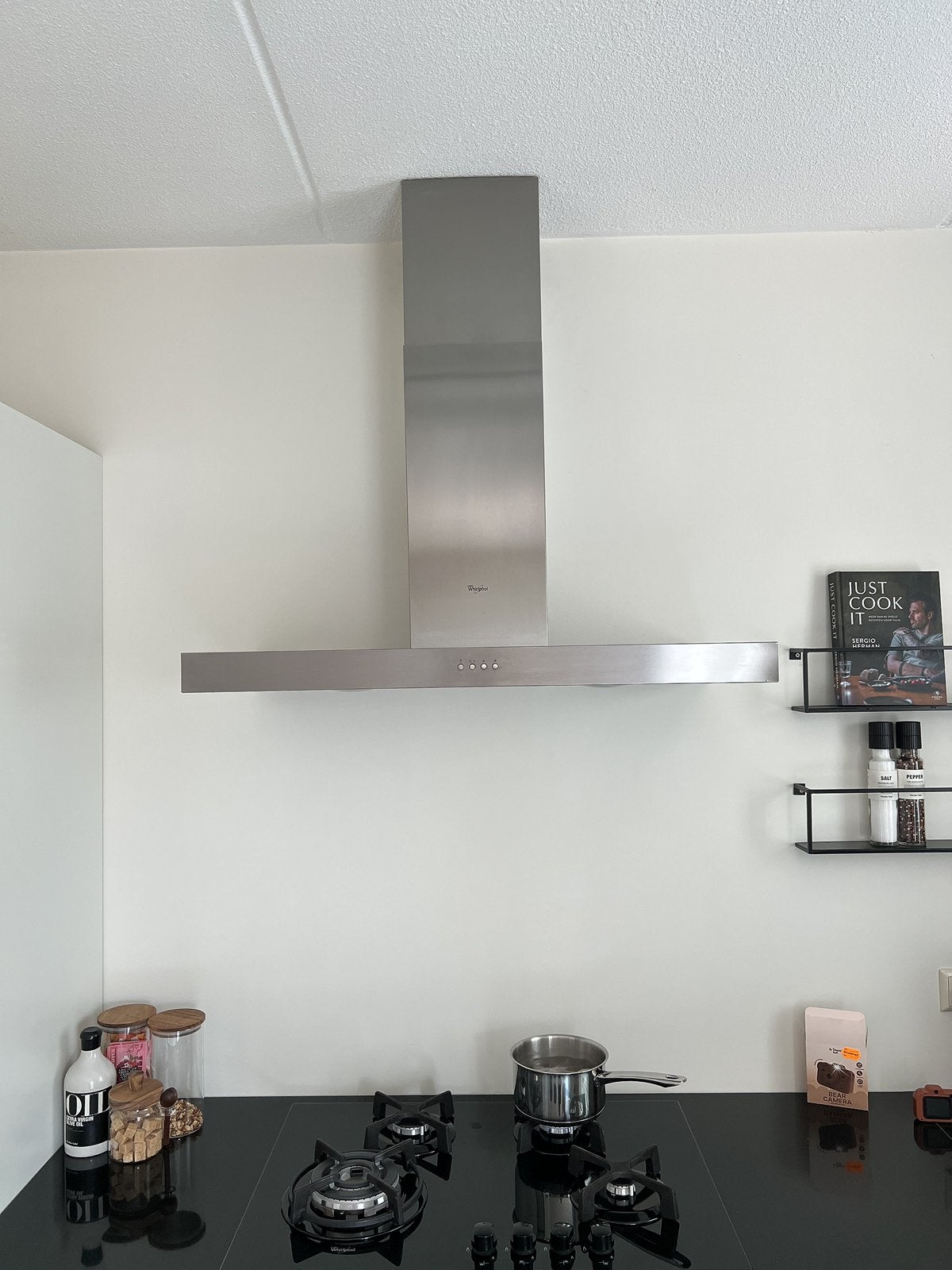 Whirlpool afzuigkap 90cm - RVS Wandschouwkap, Witgoed en Apparatuur, Afzuigkappen, Ophalen, Wandschouwkap, Zo goed als nieuw, 400 tot 600 m³ per uur