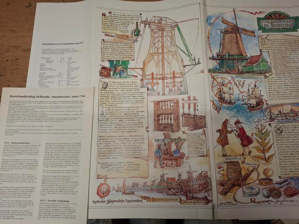 Bouwtekeningen Snuifmolen met gebruiksaanwijzing boekje, Gebruikt, Ophalen, Overige merken, Groter dan 1:32