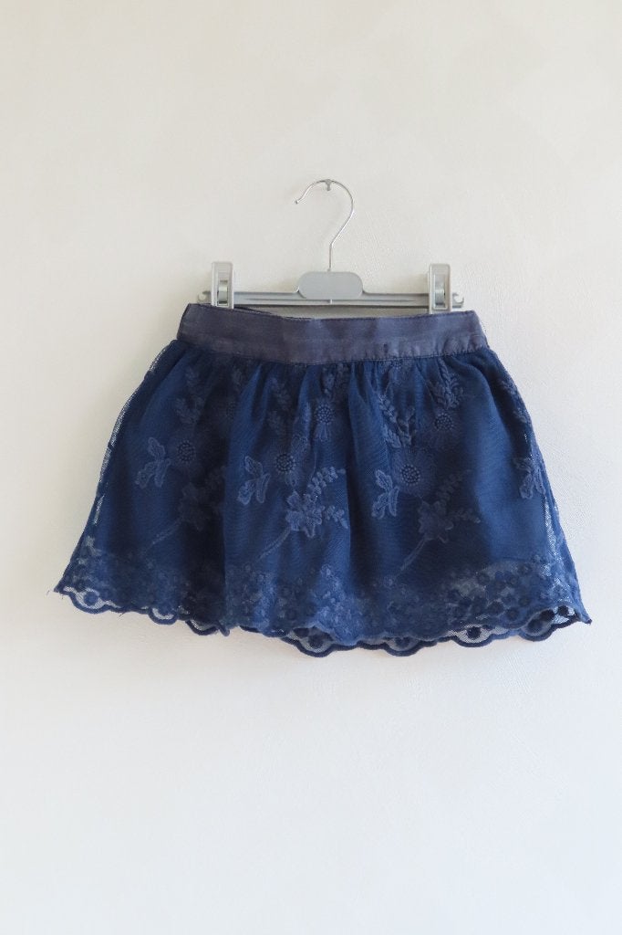 Rokje Blauw Kant mt 2-3 years 92-98 (4484), Meisje, Ophalen of Verzenden, Zo goed als nieuw, Jurk of Rok