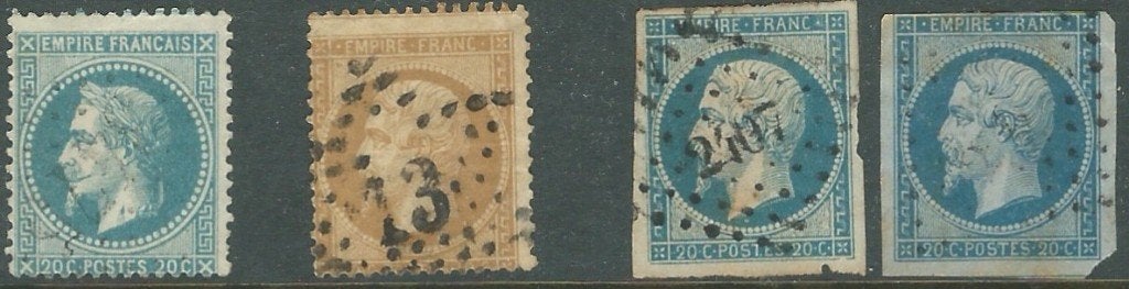 FRANKRIJK 1853-62 4 x Napoleon III, Gestempeld., Verzenden, Gestempeld