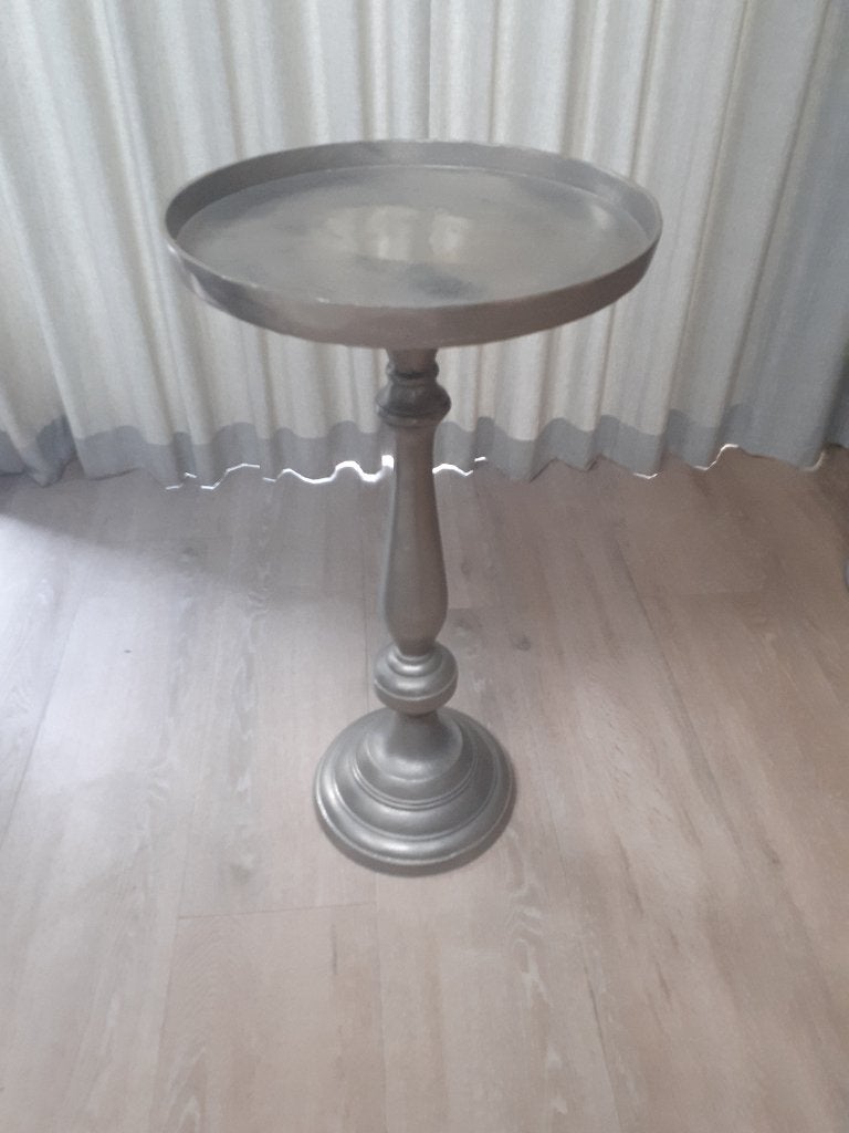 PTMD bijzettafel zilverkleurig, Ophalen, Minder dan 55 cm, Metaal of Aluminium, Rond