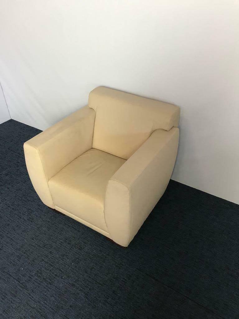 1 x Palau fauteuil, crème leer, Ophalen, Gebruikt, 50 tot 75 cm, Leer