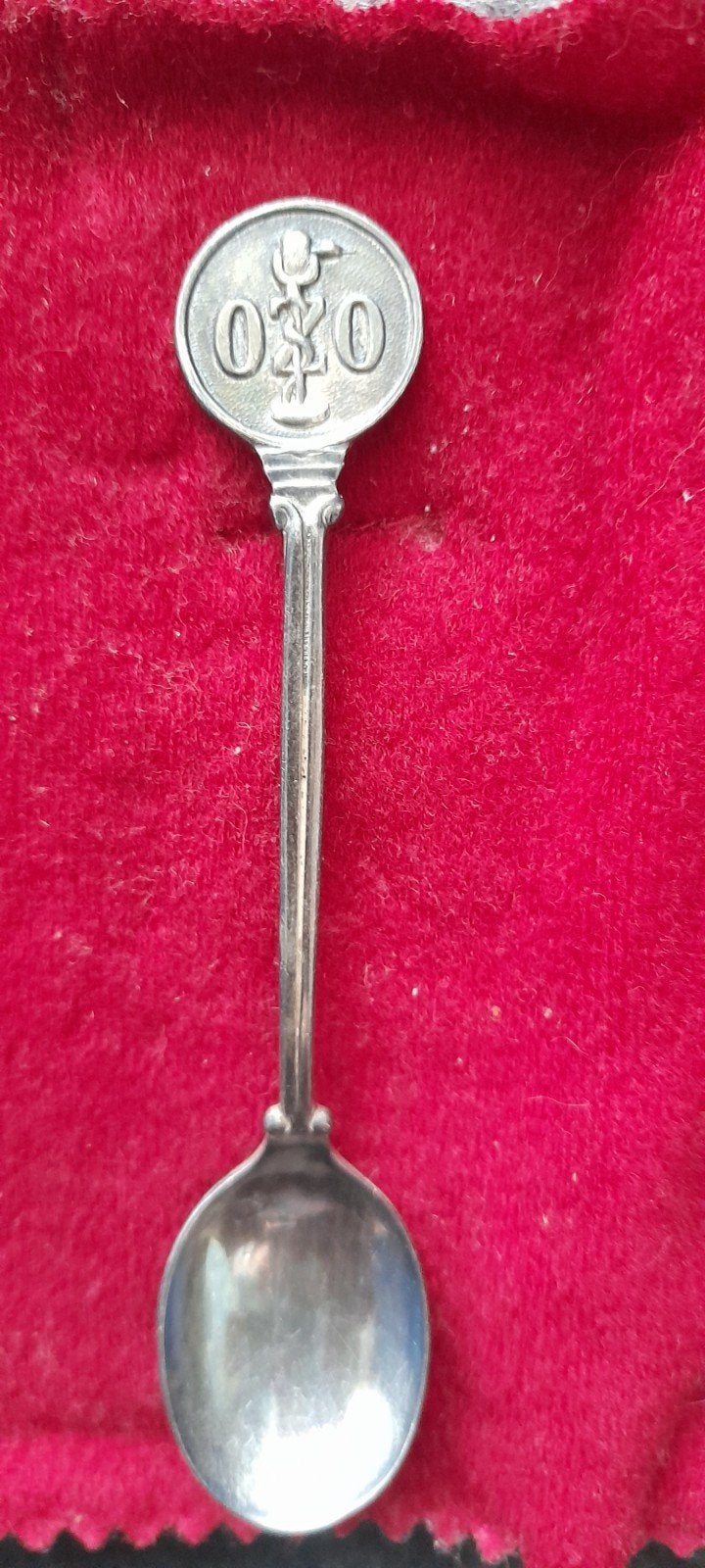 Zilveren theelepel met 030 en Caduceus symbool, Ophalen of Verzenden
