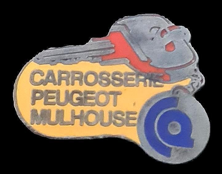 Peugeot- Carrosserie Mulhouse- emaille, Verzenden, Nieuw, Transport, Speldje of Pin