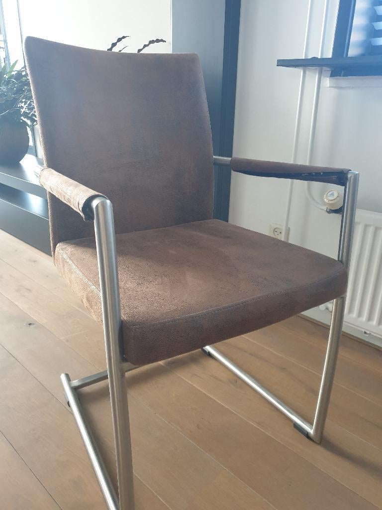 eetkamerstoelen, Huis en Inrichting, Ophalen, Gebruikt, Bruin, Stof