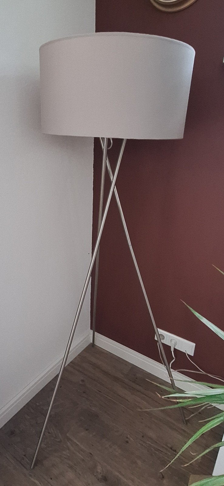 Moderne vloerlamp met stoffen kap - Home Sweet Home, Ophalen, Gebruikt, E27 (groot), Textiel