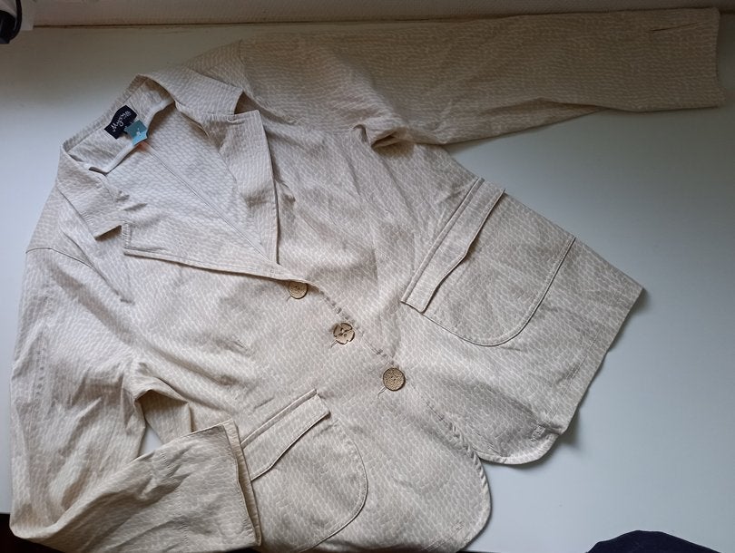 MYRNA pracht wit met ecru jasje blazer, maat XXL - 42 44, Beige, Maat 42/44 (L), Ophalen of Verzenden, Zo goed als nieuw