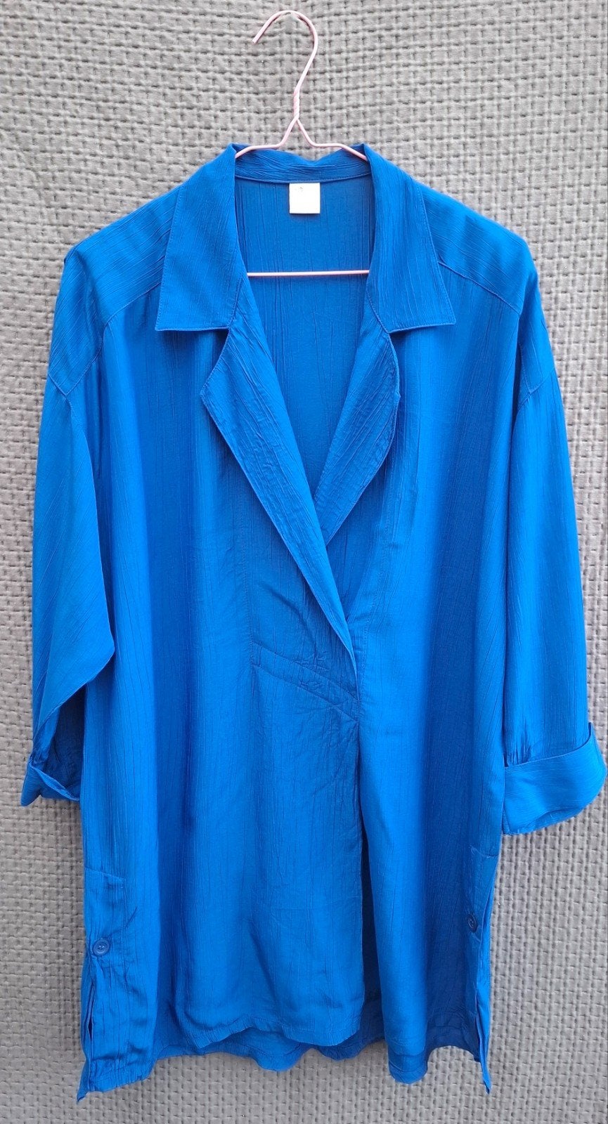 Vintage blouse, maat 36/S - blauw - oversized - 90's, N/A, Blauw, N/A, Ophalen of Verzenden