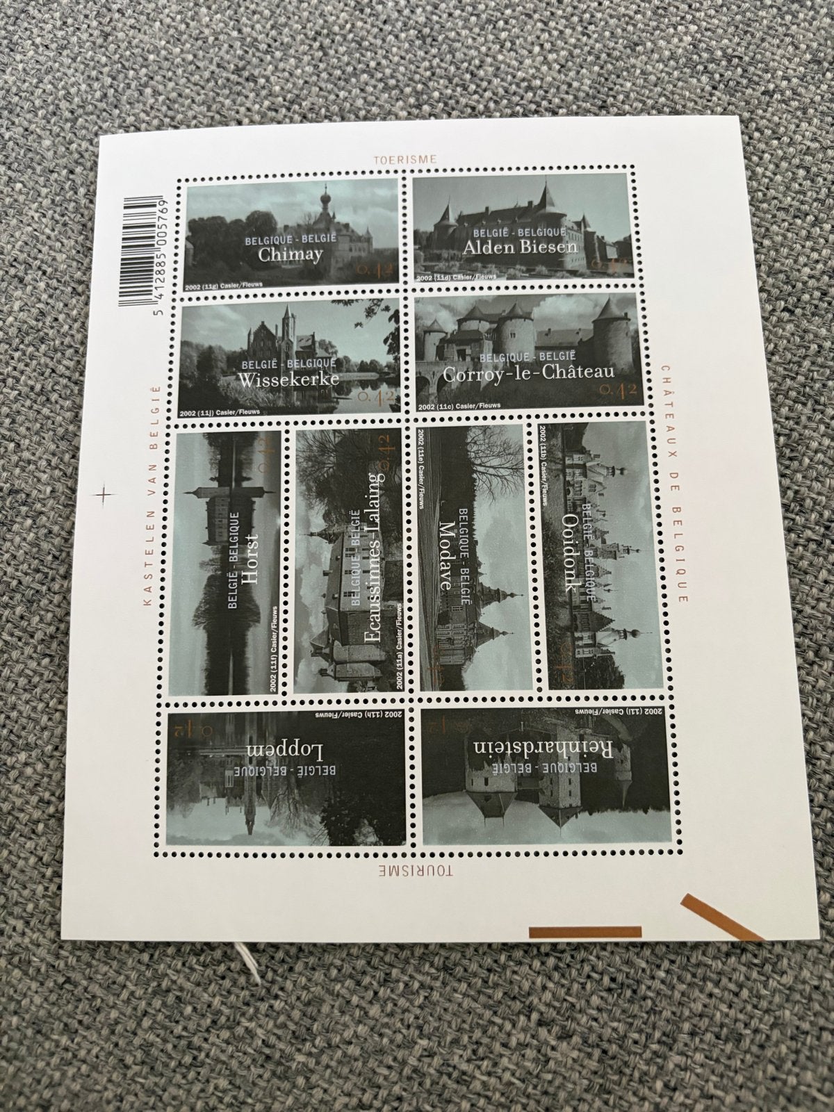 Belgische kastelen postzegelvel - Toerisme 2002, Frankeerzegel, Ophalen of Verzenden, Zonder stempel, Postfris