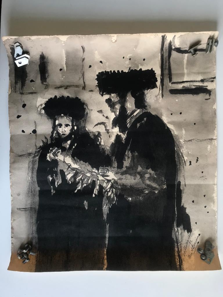 Aquarel getiteld Mea Shariem, Antiek en Kunst, Ophalen of Verzenden, Overige technieken, Gesigneerd