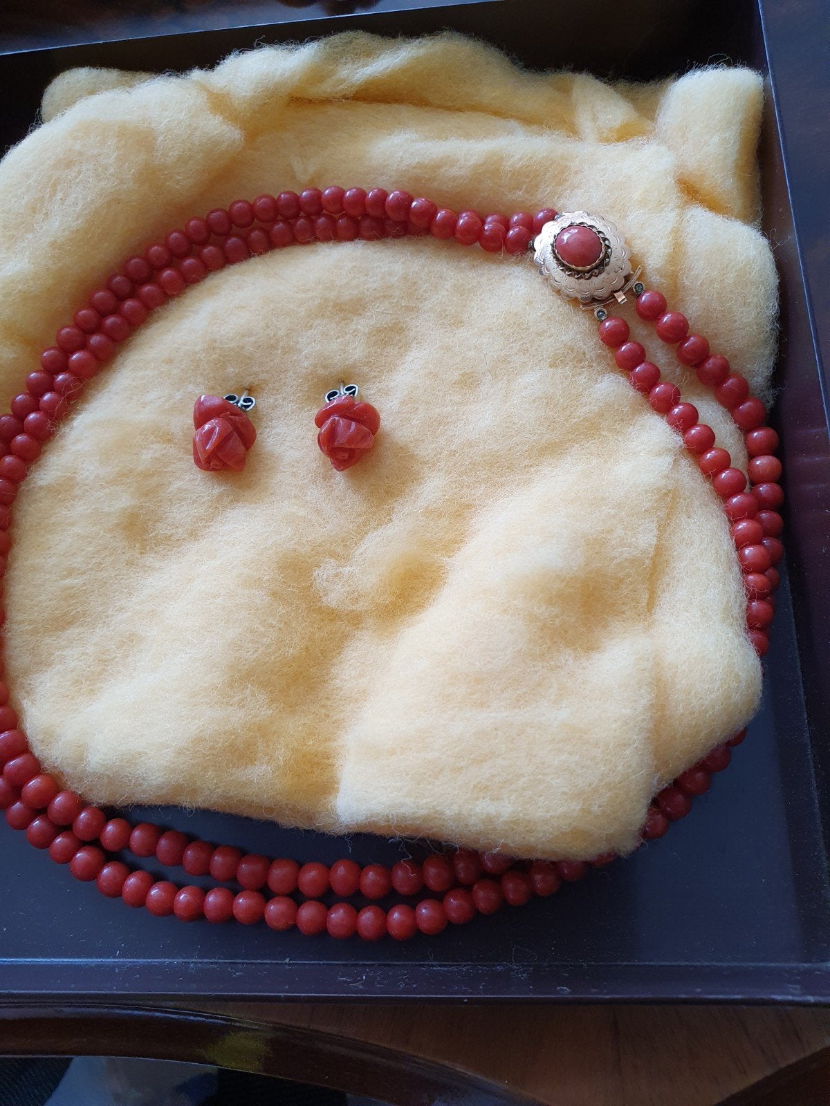 Prachtige Koraal Ketting en Oorbellen Set, Ophalen of Verzenden, Overige materialen, Ketting, Met edelsteen