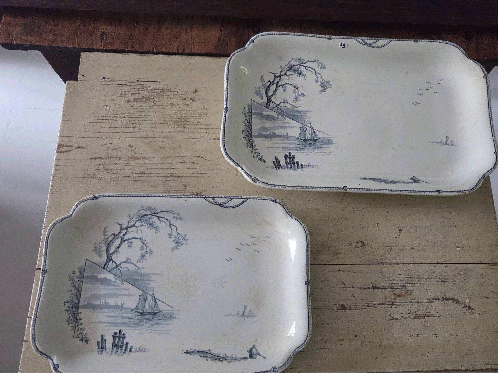 Regout Marines schalen met fraaie tekening uit 1895, Ophalen of Verzenden