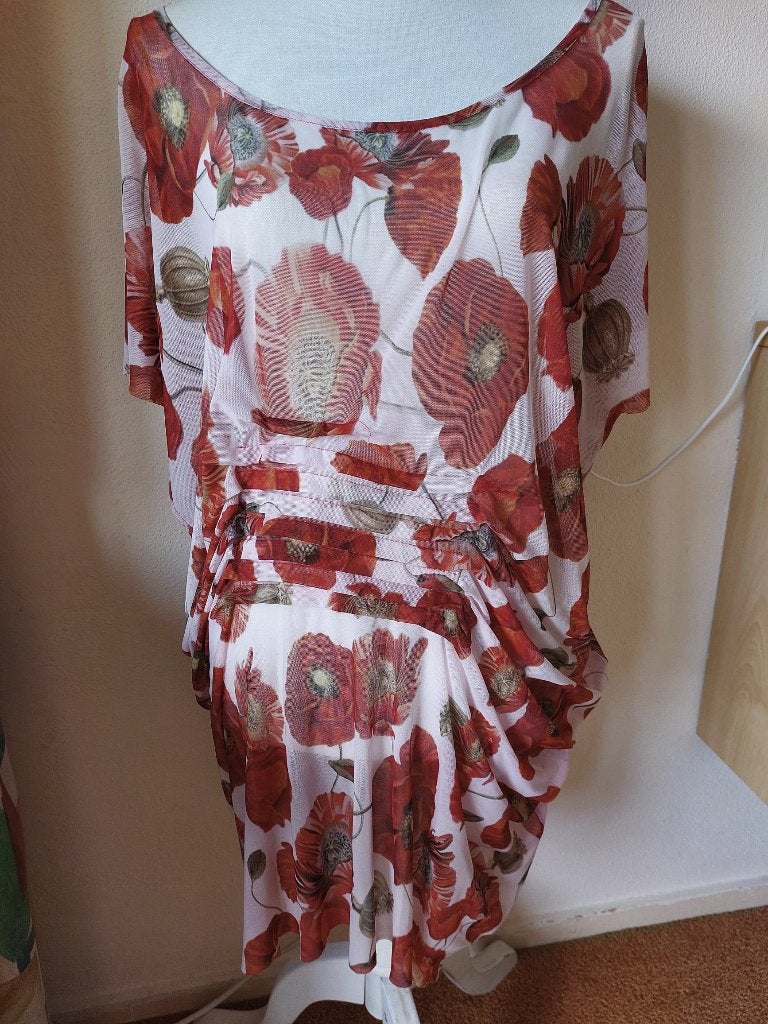 Schitterende tuniek met klaprozen van INDIES T4 mt 40, Maat 38/40 (M), Meerkleurig, Ophalen of Verzenden, Zo goed als nieuw