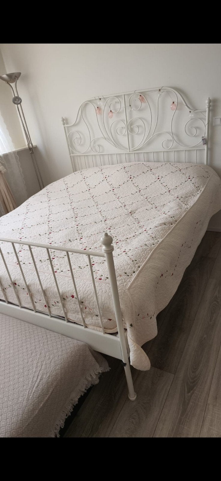 IKEA bed wit metaal, tweepersoons, Huis en Inrichting, Ophalen, Gebruikt, Romantisch, Klassiek, Wit