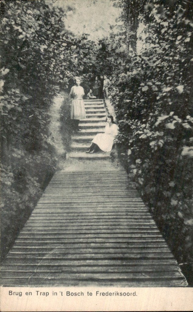 Frederiksoord - Brug en Trap - in t Bosch, Verzamelen, Ansichtkaarten | Nederland, Gelopen, Drenthe, 1920 tot 1940, Ophalen of Verzenden