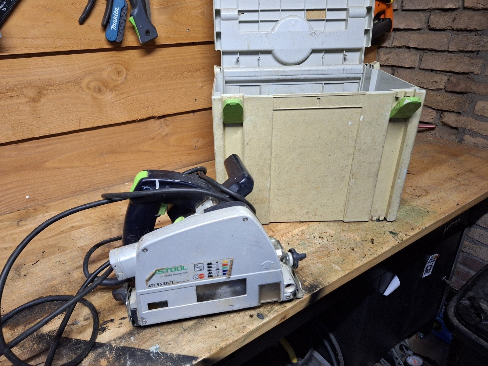 Festool invalzaag met liniaal, Doe-het-zelf en Verbouw, Ophalen, Invalzaag, Zo goed als nieuw, 30 tot 70 mm