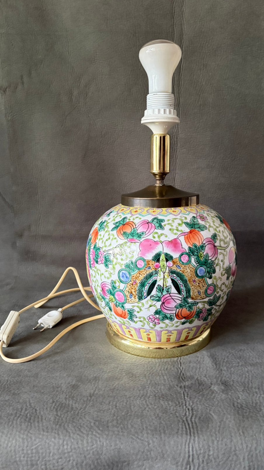 Vintage Chinese tafellamp gemberpot, Gebruikt, Vintage, Meerkleurig, Keramiek