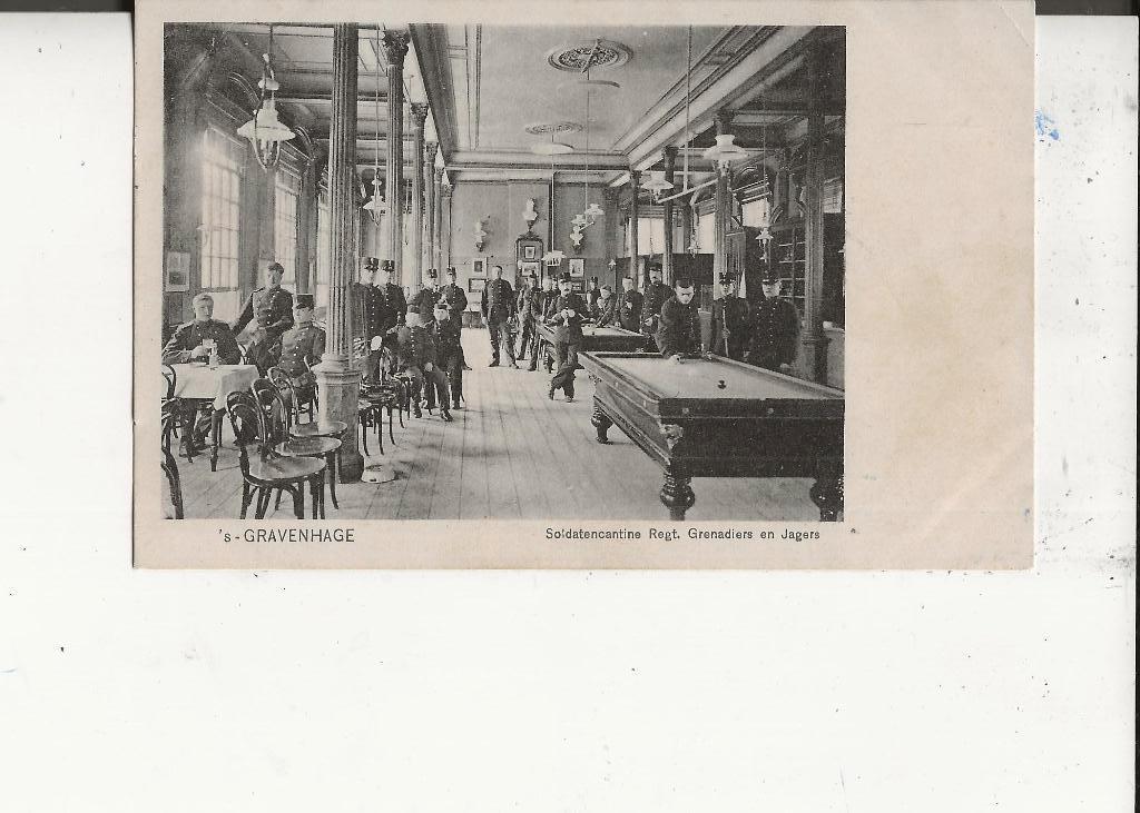 Den Haag Soldatencantine met biljarts RegtGrenadiers 12-6-09, Ophalen of Verzenden, Voor 1920, Gelopen, Zuid-Holland
