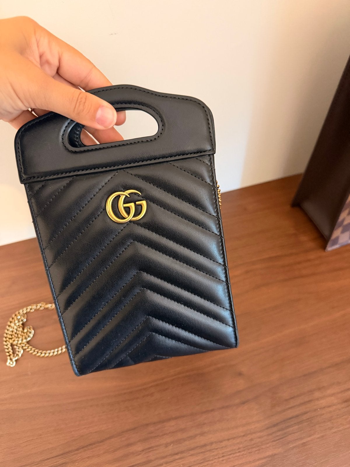 Gucci GG Marmont Mini  Zwart, Ophalen, Zo goed als nieuw, Zwart, Avondtasje
