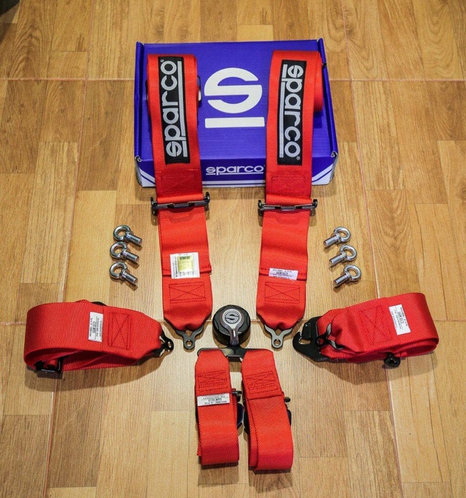 Sparco 6-punts gordel H-3 FIA - Blauw zwart rood